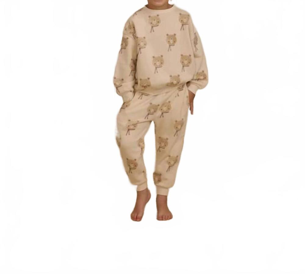 NEW RYLEE + CRU kids bears jogger sweatpant in beige